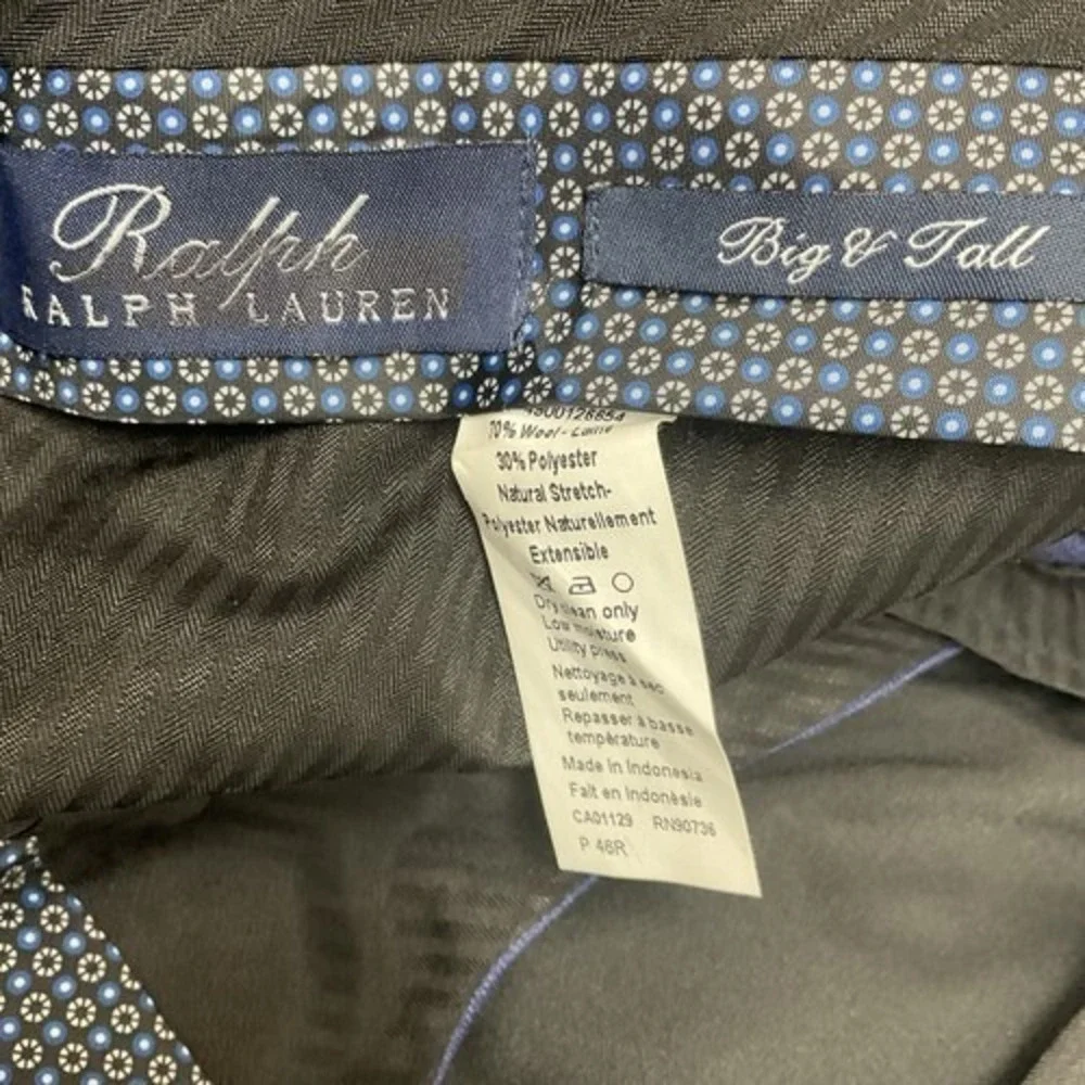 NWT Ralph Lauren Big & Tall Comfort Flex Navy Dress Pants Men 46R Indonesia‎
